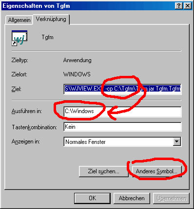creating a shortcut: fourth step